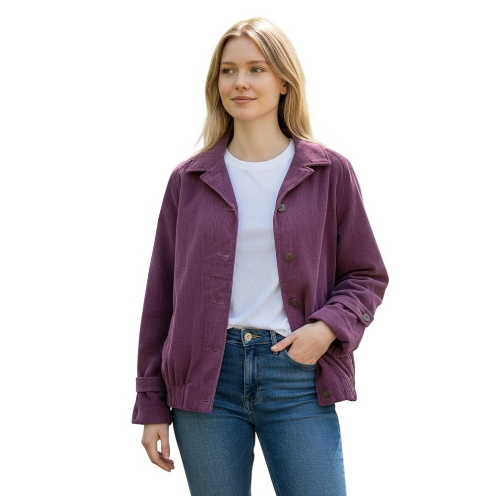 Vtg 70s Jaeger London corduroy bomber jacket Plum Purple Made in Great Britain
